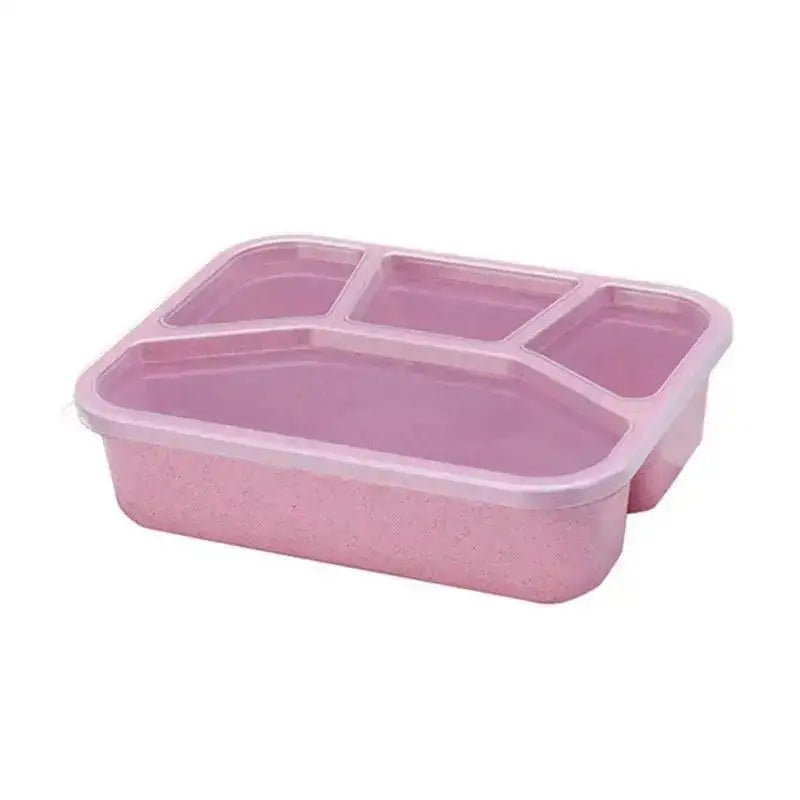 Bento Box Lunch Box Adult LunchBox Containers For Toddler Kids Adults 4 Compartments Fork Leak-Proof Microwave Dishwasher Qme Pink
