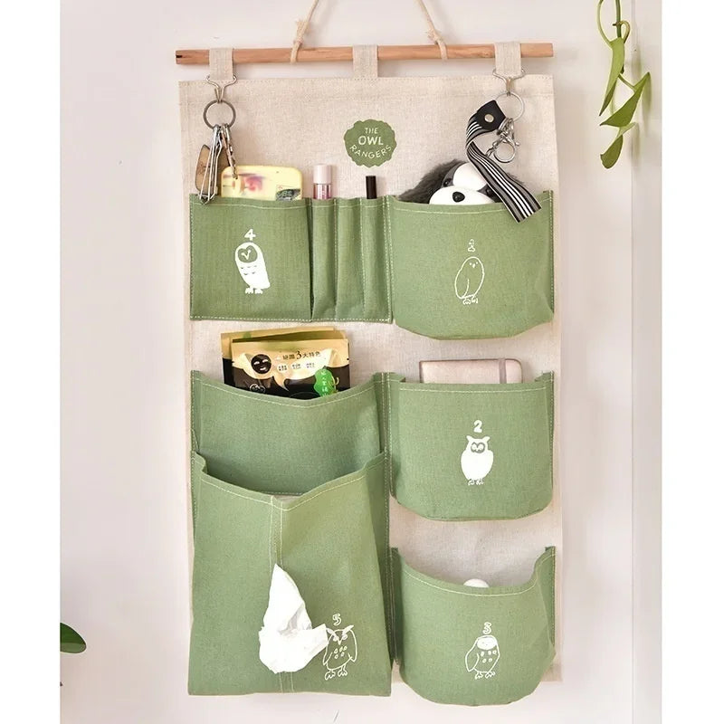 Fabric Waterproof Cotton Linen Storage Hanging Bag Creative Qme Green