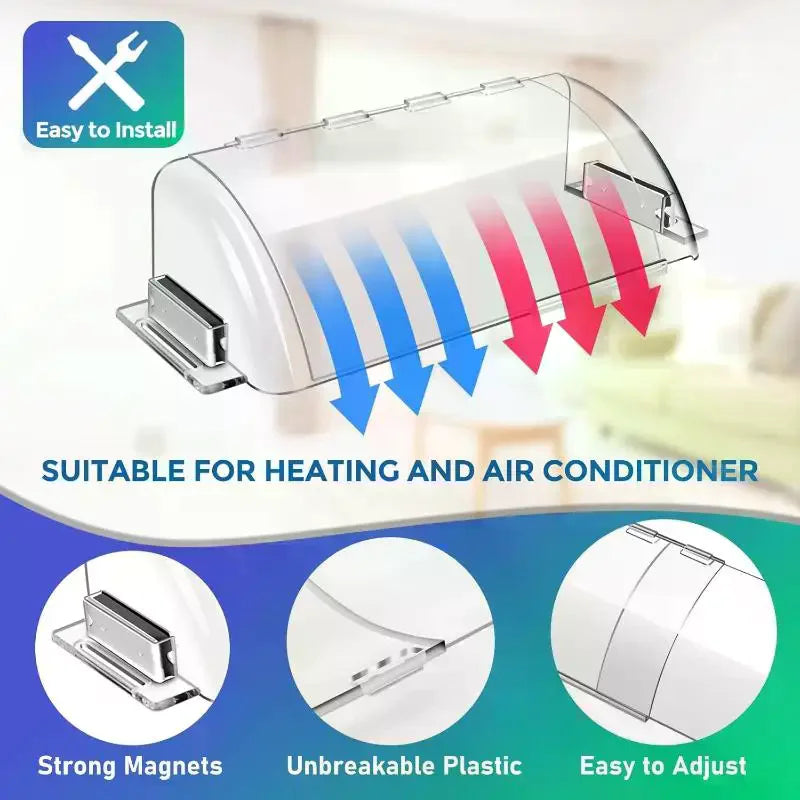 AC Air Vent Deflector Magnetic Adjustable Vent Redirector Covers For Home Floor Registers Ceiling Registers Heat Under Furniture Qme