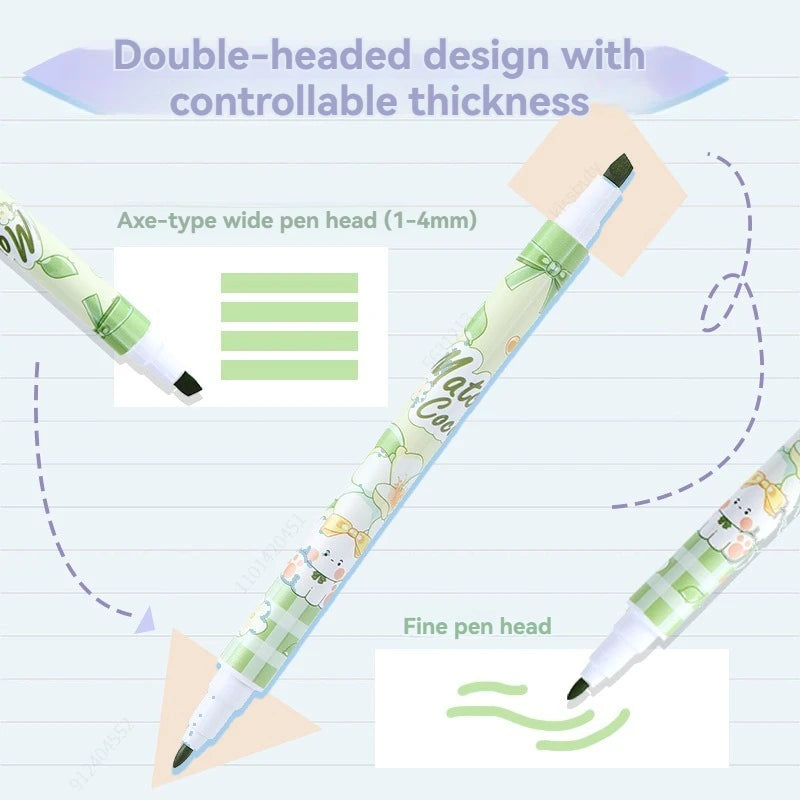 6Pcs/Set Dual Tip Fragrance Fluorescent Markers Pastel Drawing Pen for Student School Office Supplies Cute Stationery Qme