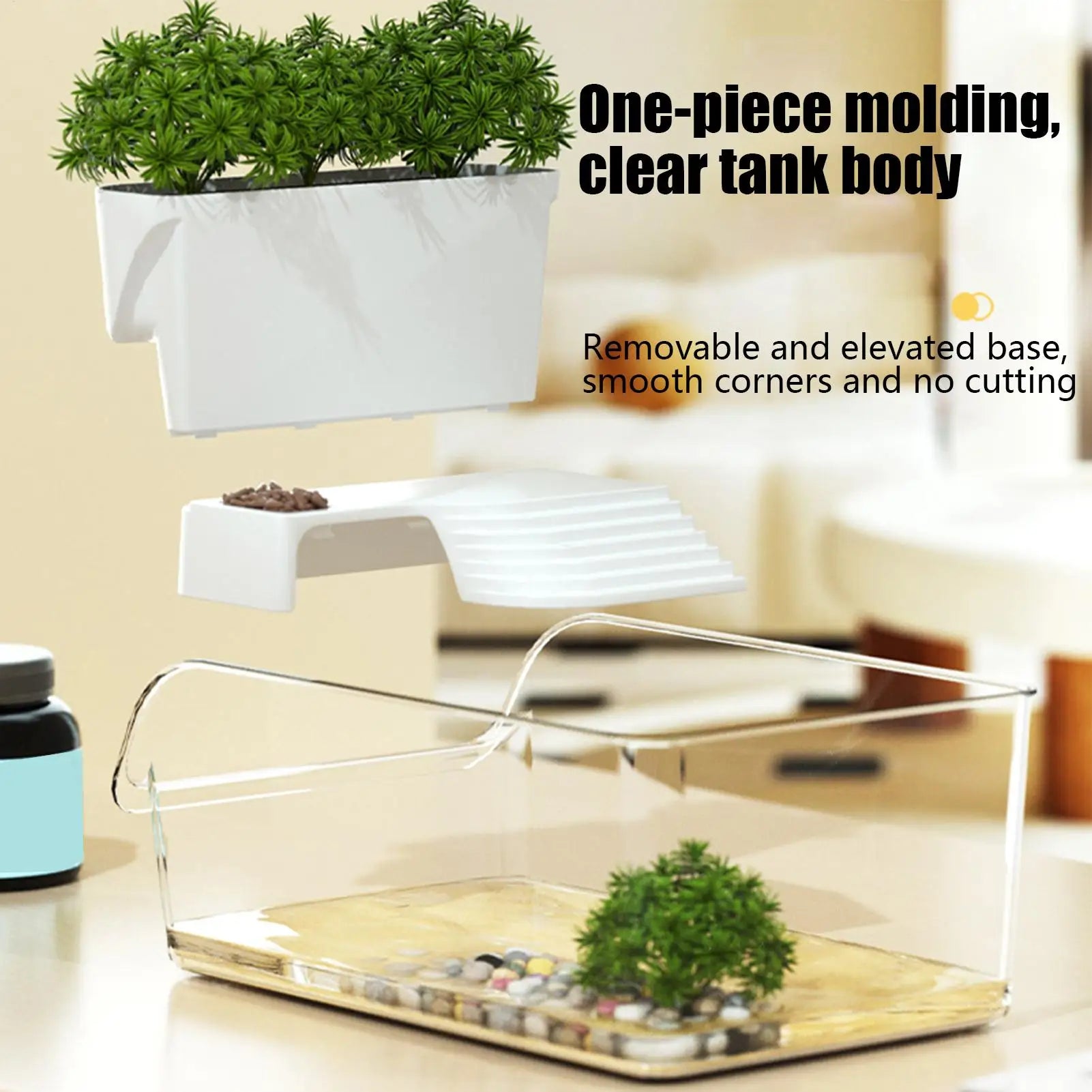 Small Turtle Tank Transparent Turtle Terrarium Small Tortoise Aquarium for Terrapin Home School Science Class Community Animal Qme