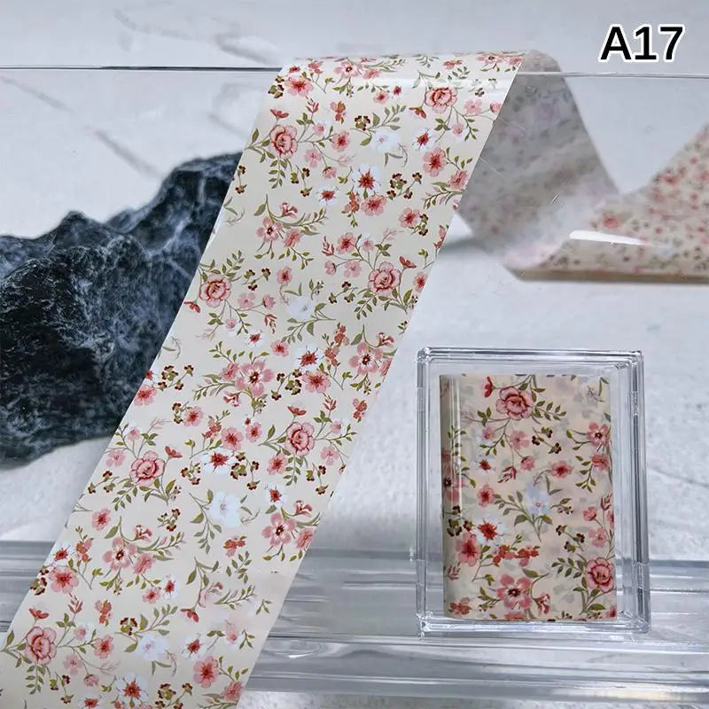 Flower Nail Transfer Foil Rose Floral Art Sticker Paper DIY Manicure