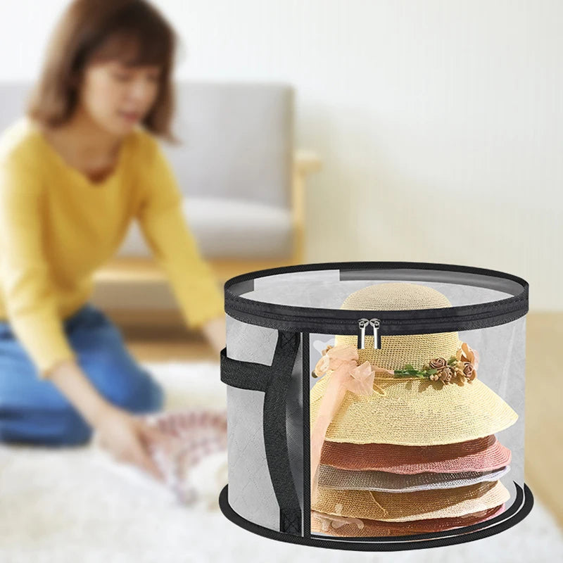 Clear Collapsible Hat Storage Organizer Zipper Large Front Window Qme