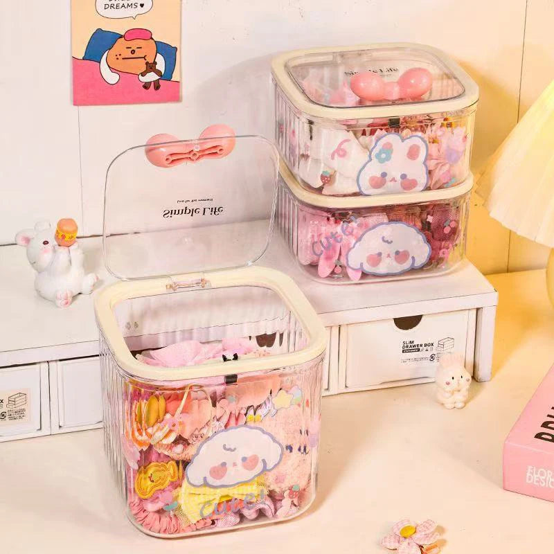 Clear Accessories Organizer Box Multifunctional Storage Hair Ties Qme
