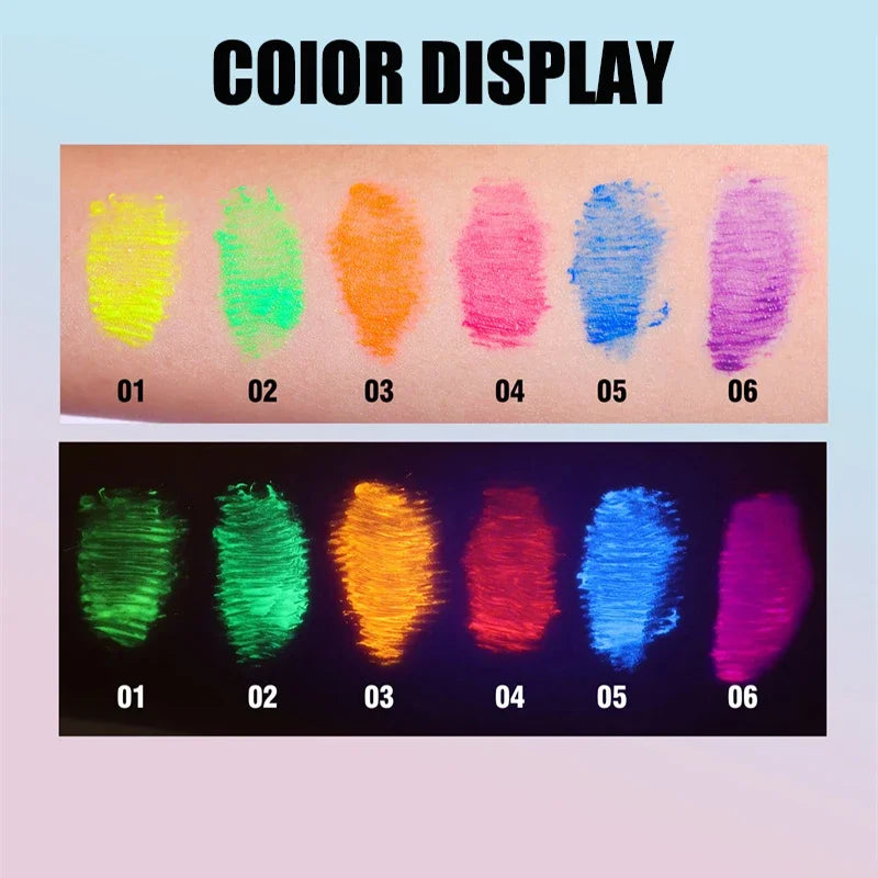 Fluorescence Mascara Waterproof No Blooming Fast Dry Colorful Neon Eyelashes Curling Yellow Blue Lengthens Eye Lashes Cosmetics Qme