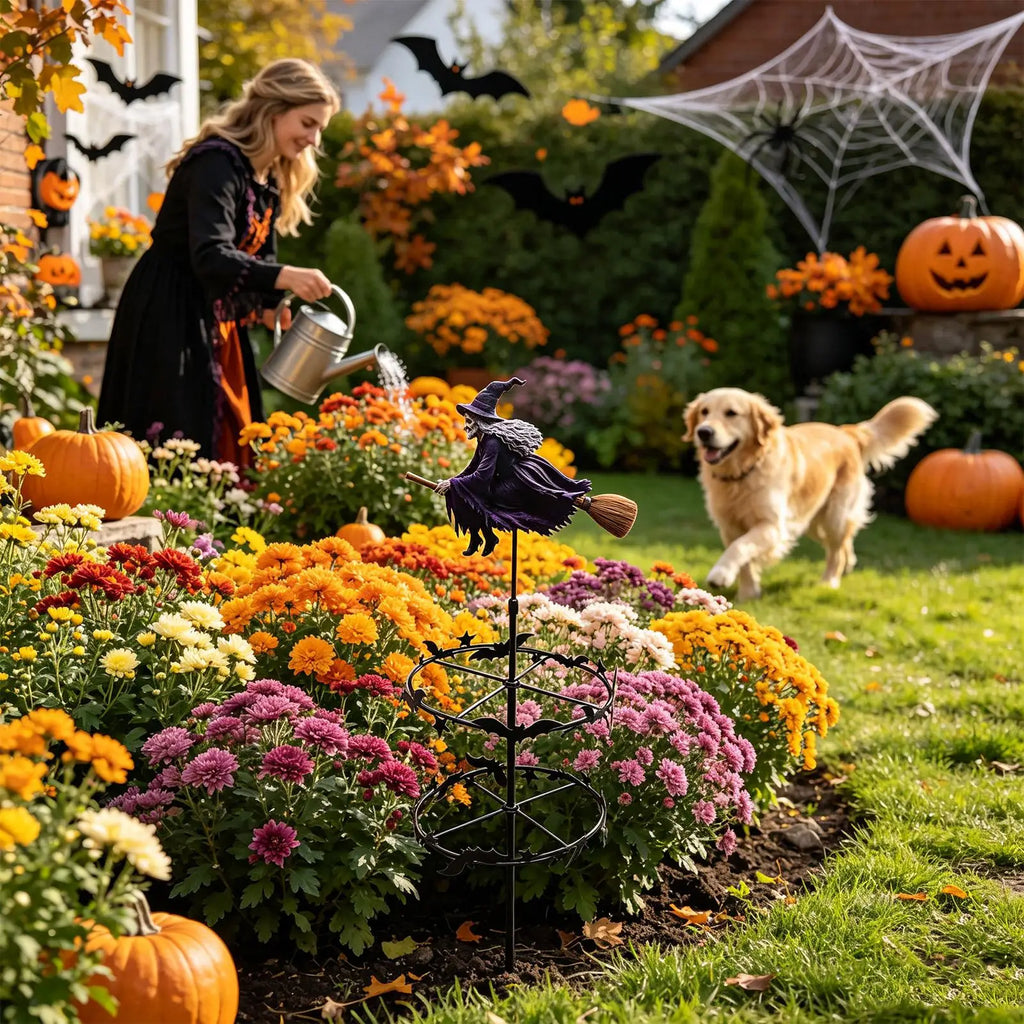 Halloween Garden Spinner 2D Flat Metal Decorative Yard Art Stake Qme