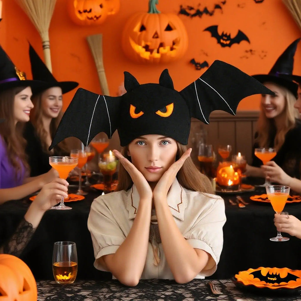 Halloween Bat Hat Wings Cosplay Costume Headpiece Spooky Accessories Qme