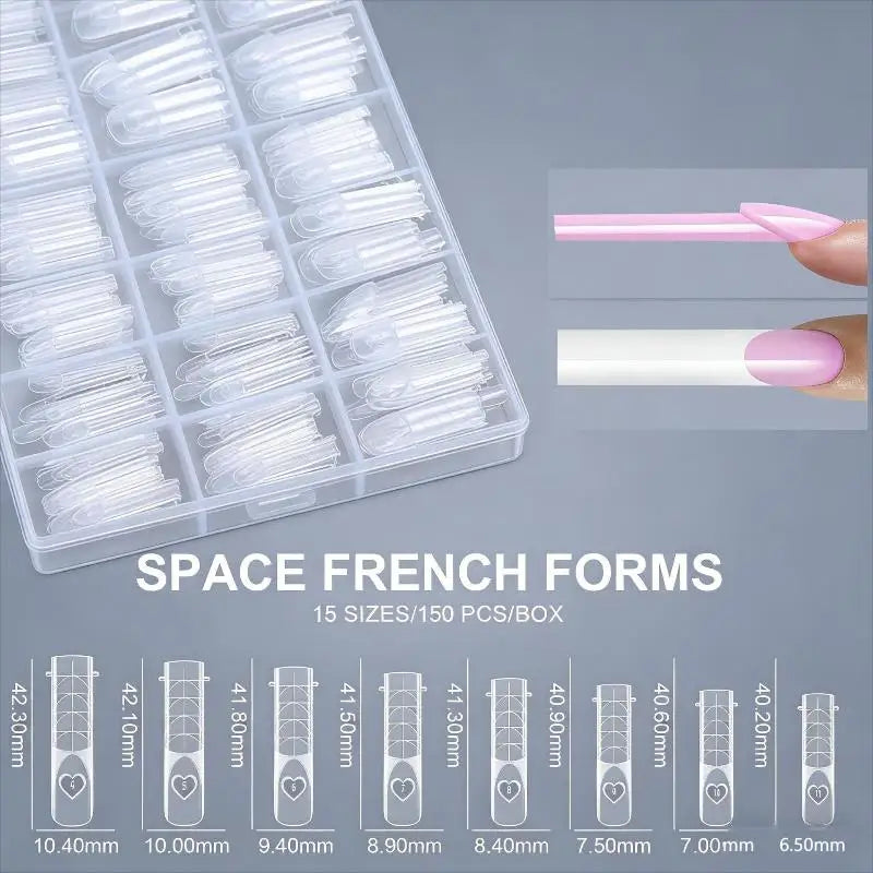 Clear Dual Nail Forms Pre-printed Guides Multiple Sizes Home Portable Qme A4
