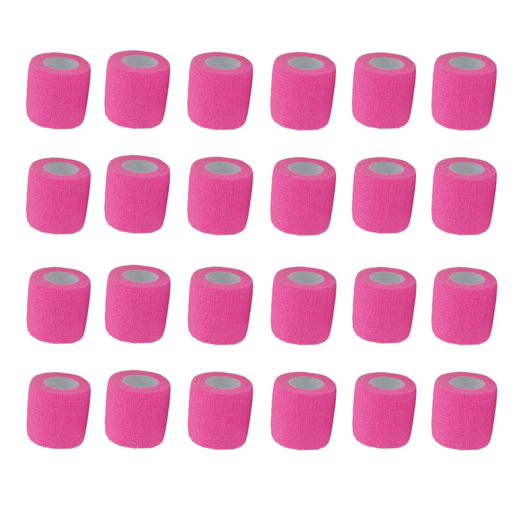 Brand New Glossy Pink Tattoo Disposable Bandage Sport Cover Wrap Tape Self Adhesive Elastic Bandage Tape Tattoo Permanent Makeup Qme 24PCS PINK
