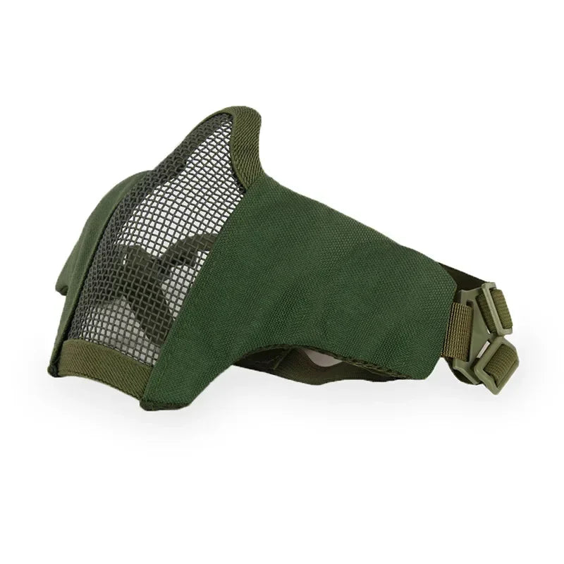 Tactical Lower Face Protective Mask for Hunting, Paintball, CS, Adjustable Military Tactical Protective Mesh Half Face Mask Qme 9