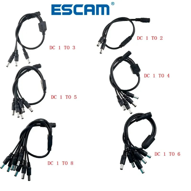 DC Power Jack 5.5x2.1mm Cable 1 Female To 2,3,4,5,6,8 Male Plug Splitter Adapter for Security CCTV Camera and LED Strip Qme China Mainland 1TO5-10pcs ES0011-DC