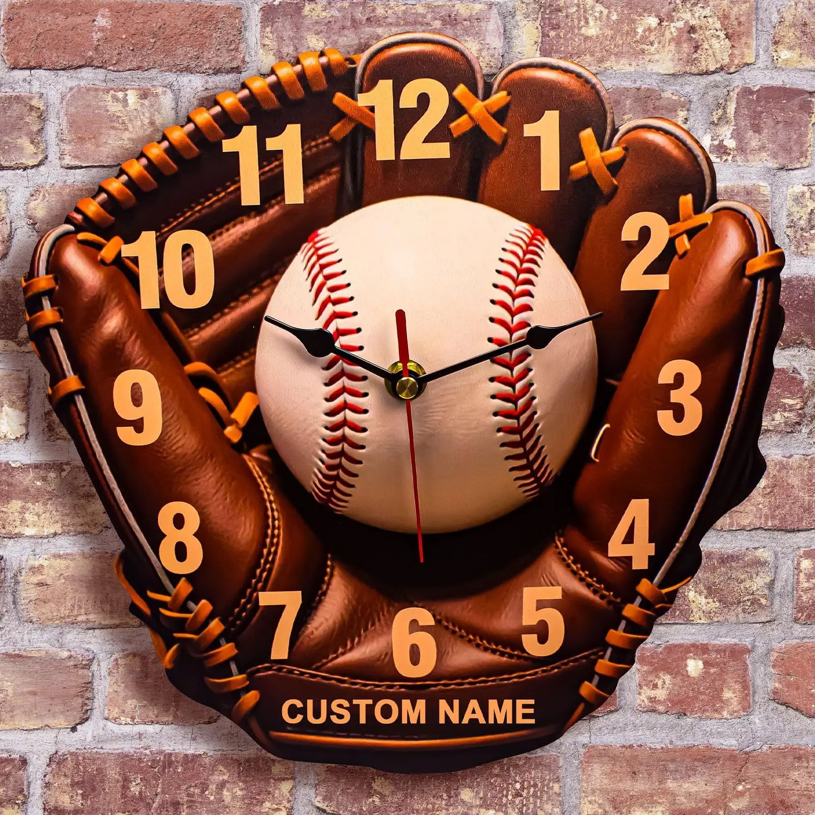 Bring Spirit Baseball Home Vintage Glove Wall Clock Sports Qme Brown 10 inch