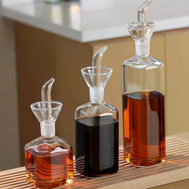 High Borosilicate Glass Oil Pot Household Leak-proof Oil & Vinegar Pots Kitchen Soy Sauce Pot Tank Seasoning Bottle Qme