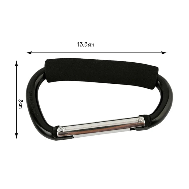 1PCS 13.5X7.1cm Baby Cart Hook Aluminum Alloy Outdoor Climbing Buckle Hook Multifunction D-Shaped Cart Buckle Shopping Bag Hooks Qme