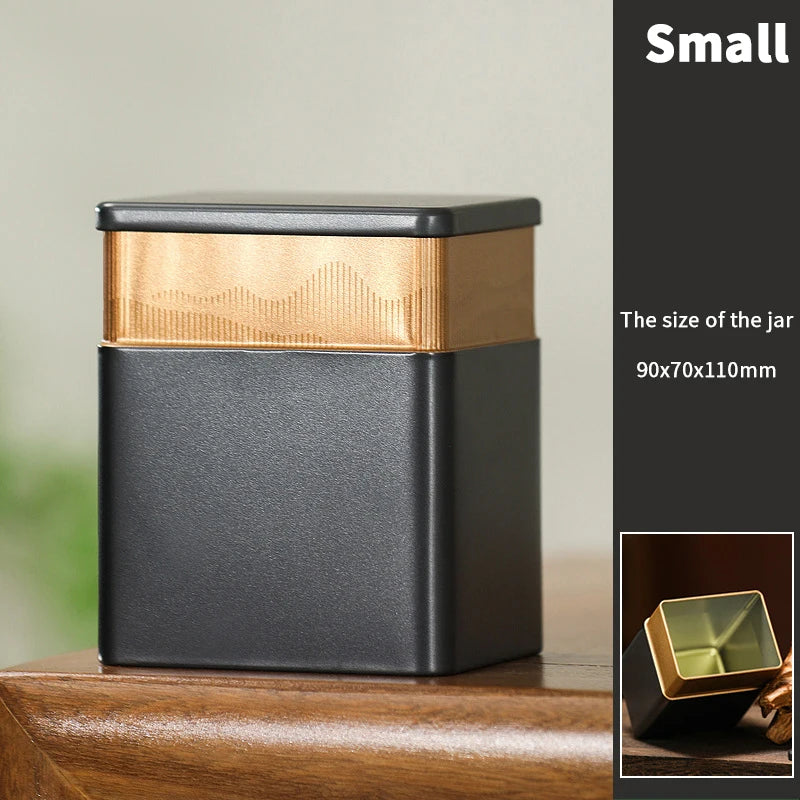 Mini Empty Tea Tin Can Household Green Black Tea Sealed Jar Portable Home Small Tea Packaging Box Tinplate Storage Cans Qme Small Black