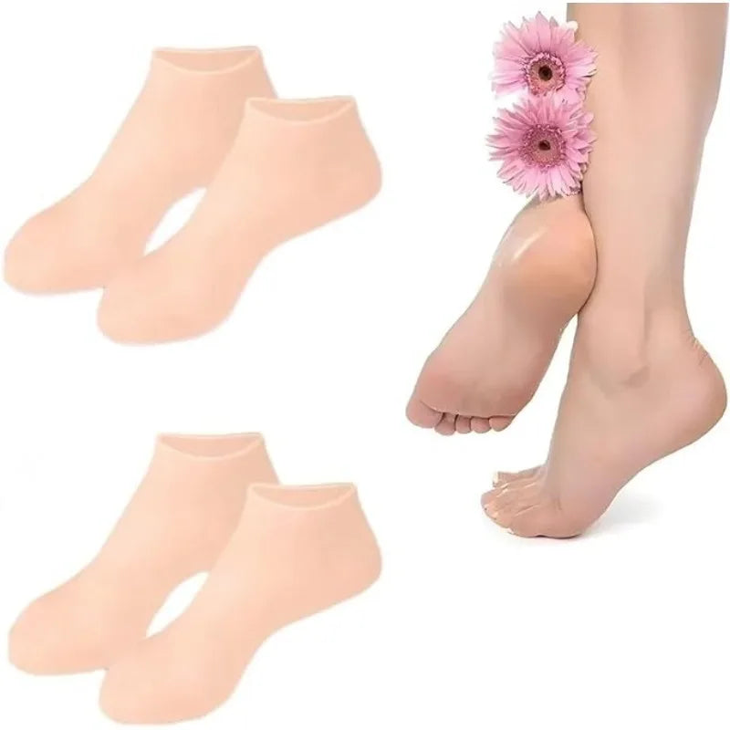 Spa Silicone Moisturizing Gloves Socks Hands Feet Care Prevents Dry Qme