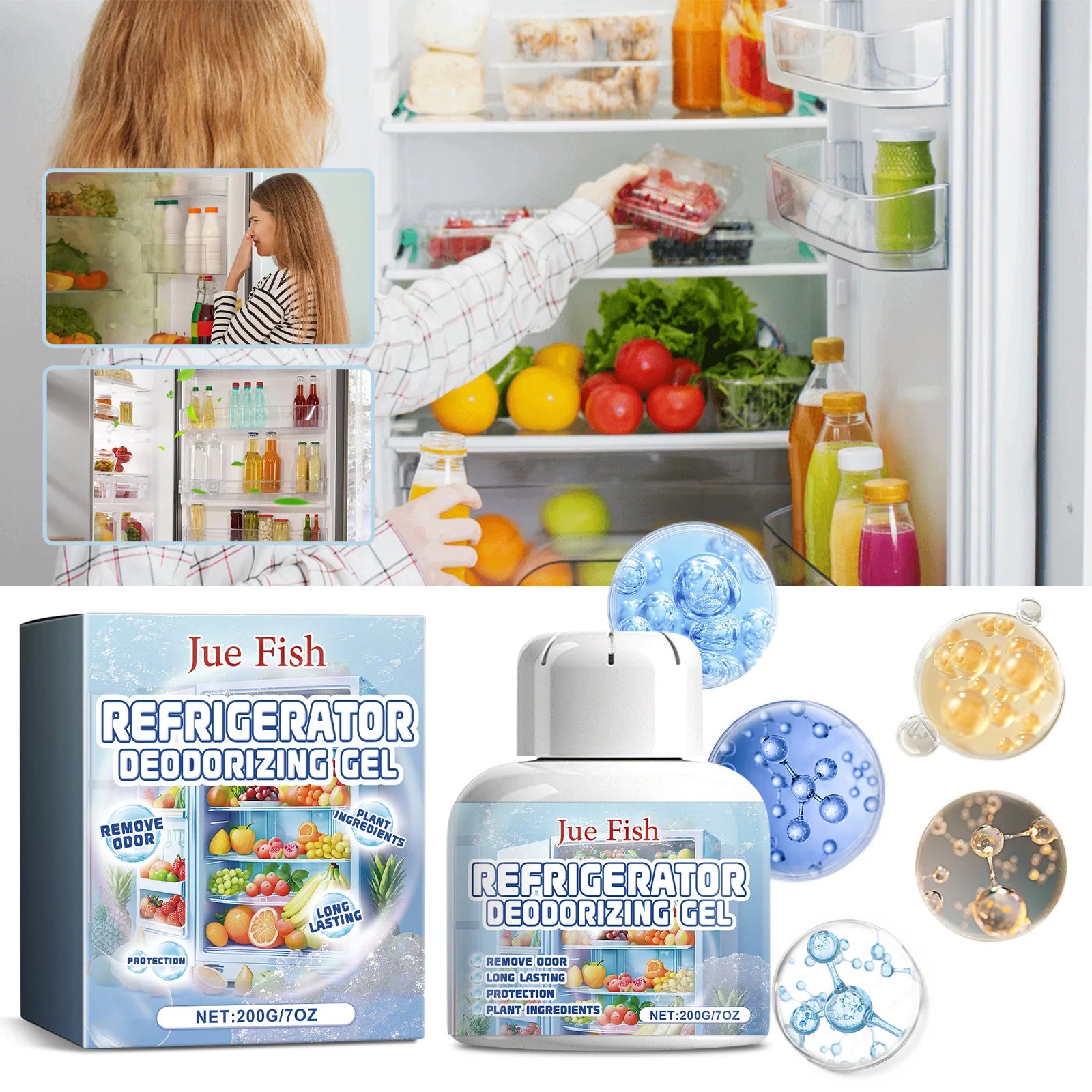 Refrigerator Deodorizer Gel Quickly Removing Odors Keep Refrigerator Freshening Long-Term Protection Household Fridge Deodorant Qme