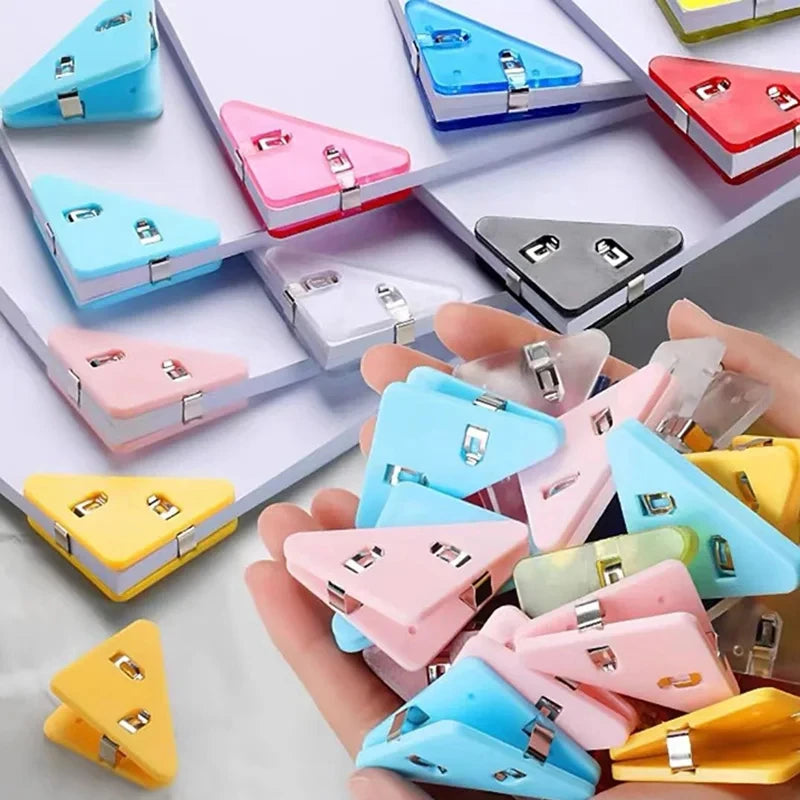 20Pcs Creative Triangle Clips Bill Clip Book Paper Corner Binder Clip for Desk Storage Shelf Office Stationery Desktop Organizer Qme 20pcs random color