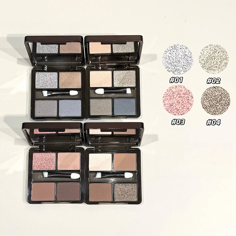 ART VALUE 4 Colors In 1 Eyeshadow Palette Glitter Pearlescent Matte Eye Shadow Shimmer Makeup Lasting Shadow Highlighter Contour Qme