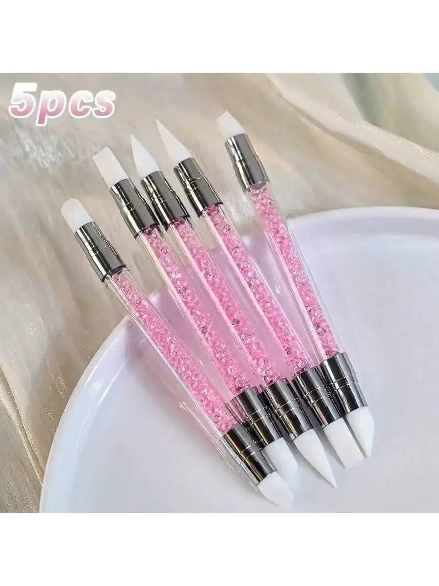 5-Piece 3D Nail Art Double-headed Silicone Pen Embossing Powder Qme