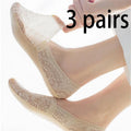 3 Pairs Women Girls Summer Thin Breathable Silicone Non-slip Ladies Qme Beige 3 Pairs