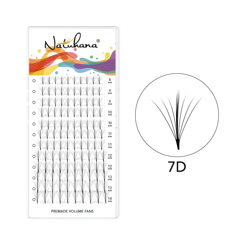 NATUHANA Wispy Premade Fan Lashes 7D 9D Long Stem Volume Eyelash Qme 7D D 0.07mm|10mm