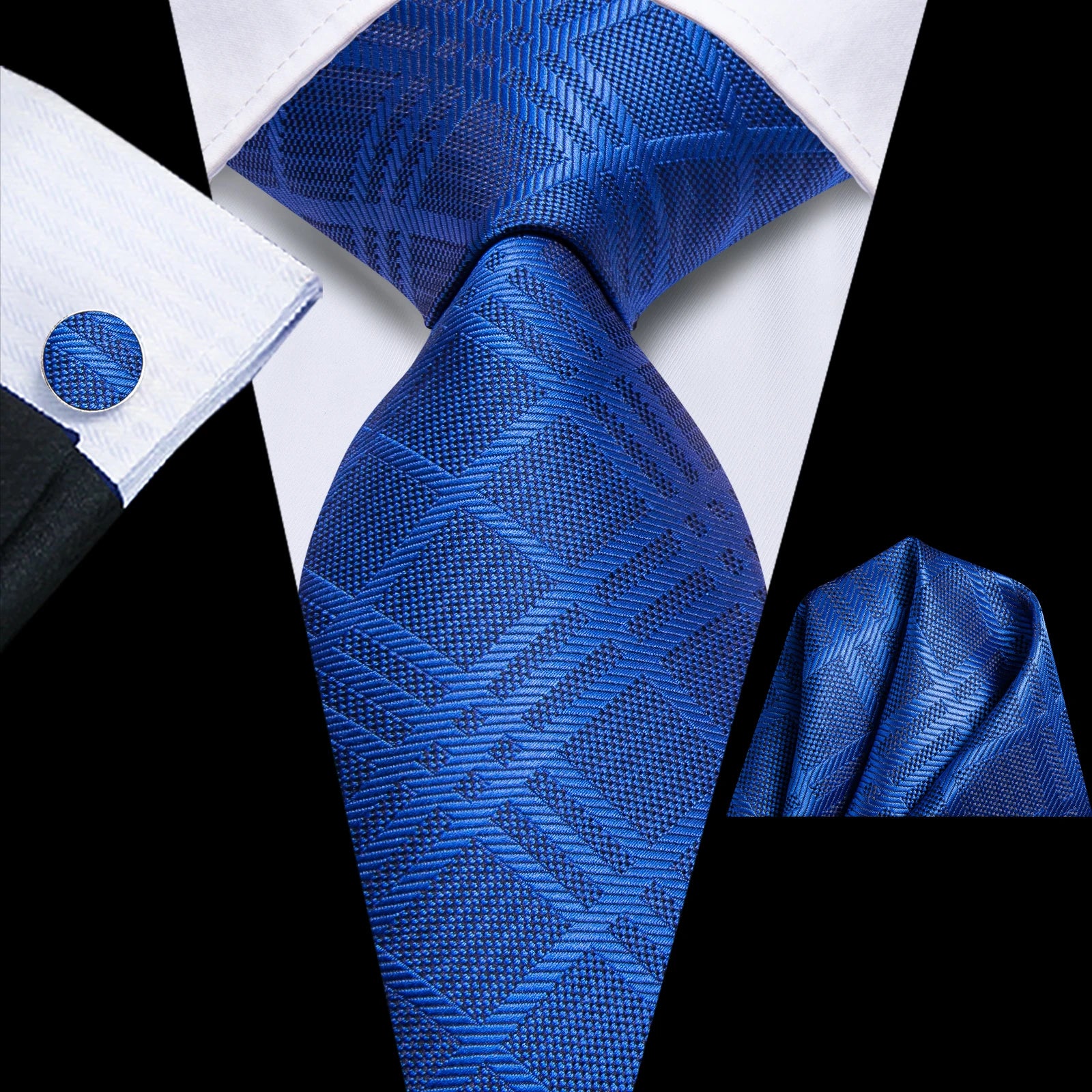 Hi-tie Men Pink Green Necktie Handkerchief Cufflinks Tuxedo Accessory Qme HT-N-0143