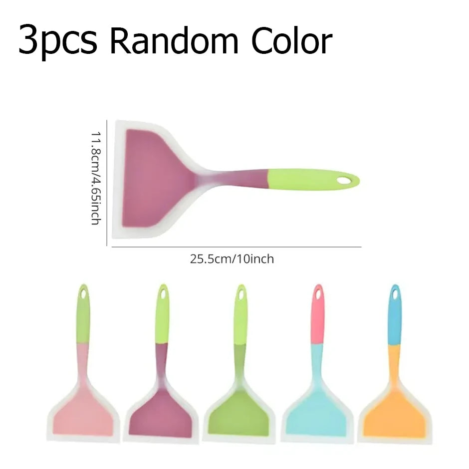Silicone Kitchen Ware Cooking Utensils Spatula Beef Meat Egg Scraper Qme Random Color 3pcs
