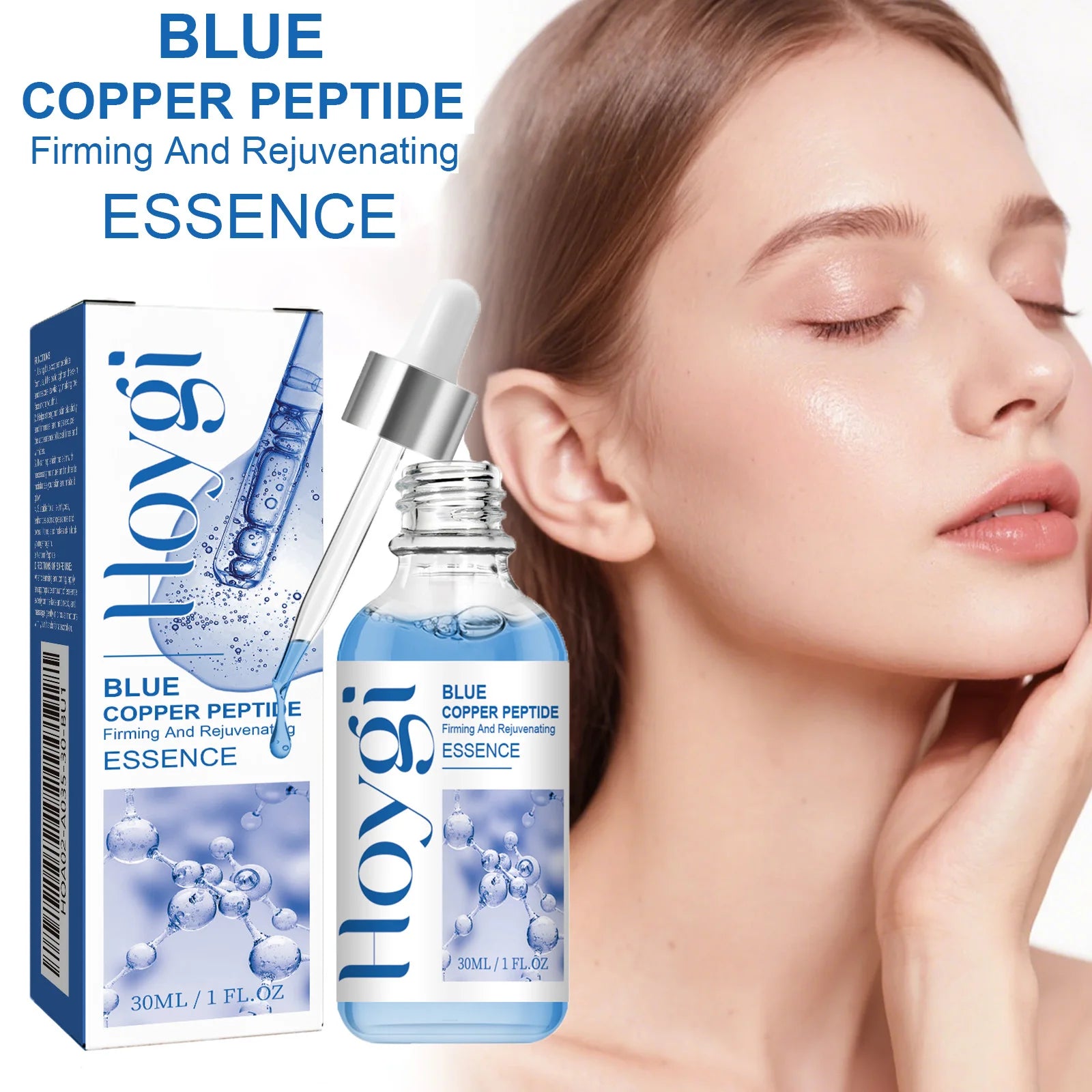 Blue Copper Peptide Firming Essence Skin Tightening Rejuvenating Hydrating Firming Face Serum Improves Texture Fast Absorbing Qme