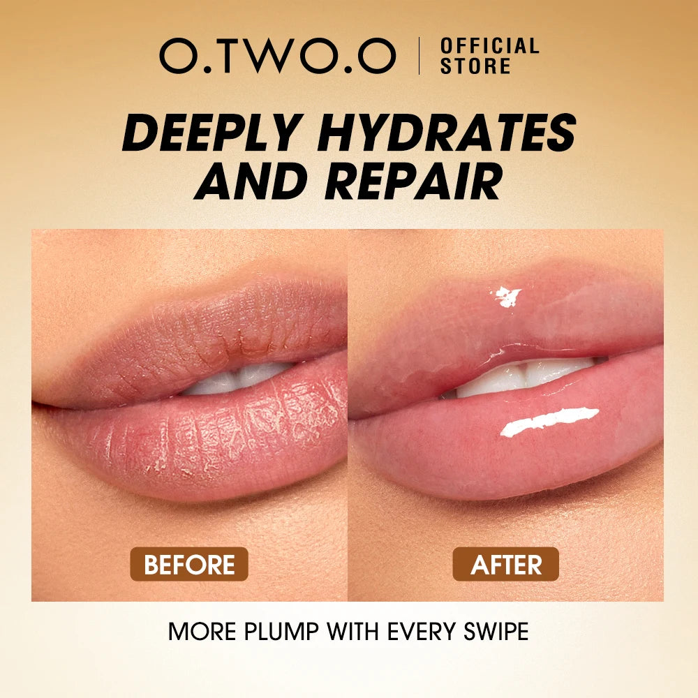 O TWO Lip Oil Gloss Plumper Makeup Moisturizing Nonsticky Sexy Water Qme