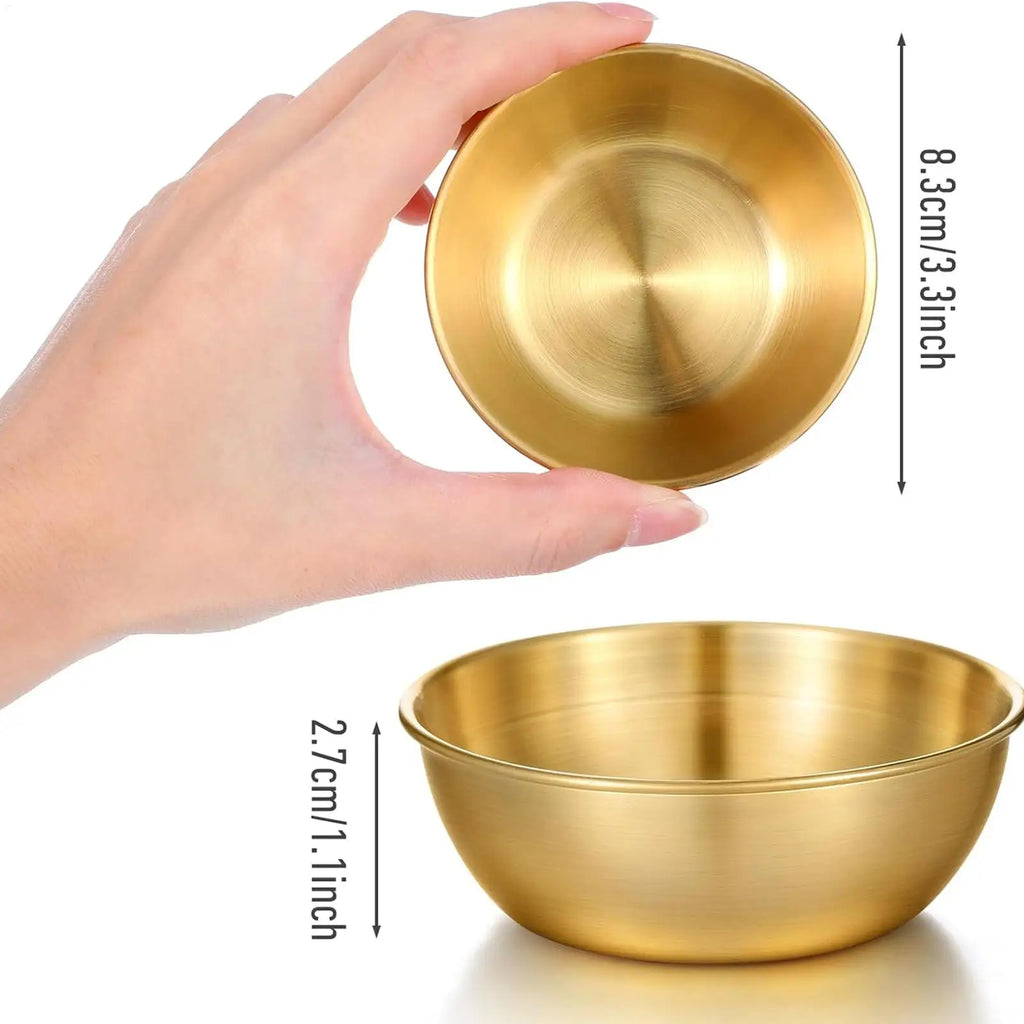 Dipping Sauce Bowls 4 Pieces Round Stainless Steel 3.3Inch Seasoning Dipping Sauce Dishes for Home Restaurant RV Barbecue Qme