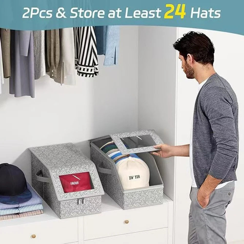 Outdoor Multifunctional Hat Storage Box With Large Capacity Baseball Cap Storage And Dust-Proof Storage Box With Lid Qme