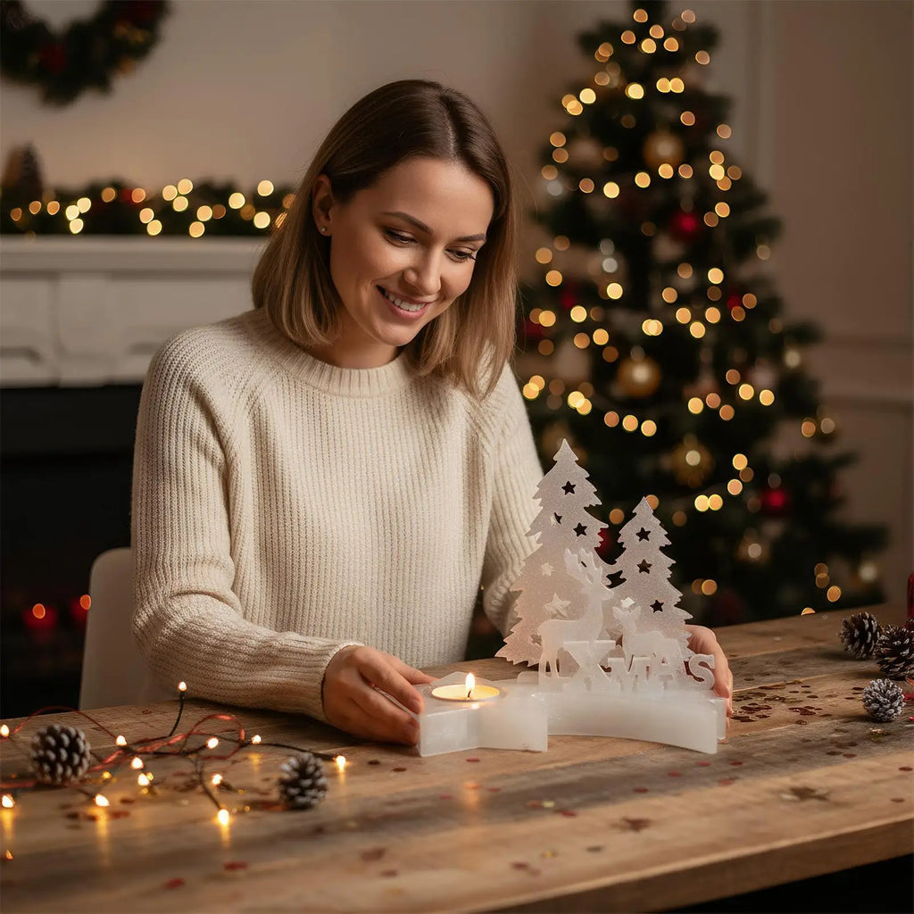 Christmas Silicone Molds Easy Release Flexible Casting Moulds Christmas Tea Light Candle Holder Silicone Molds For Wax Plaster Qme
