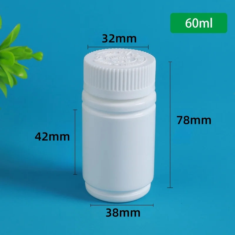 Solid Powder Portable Containers Plastic HDPE White Empty Seal Qme 60ML 10PCS A