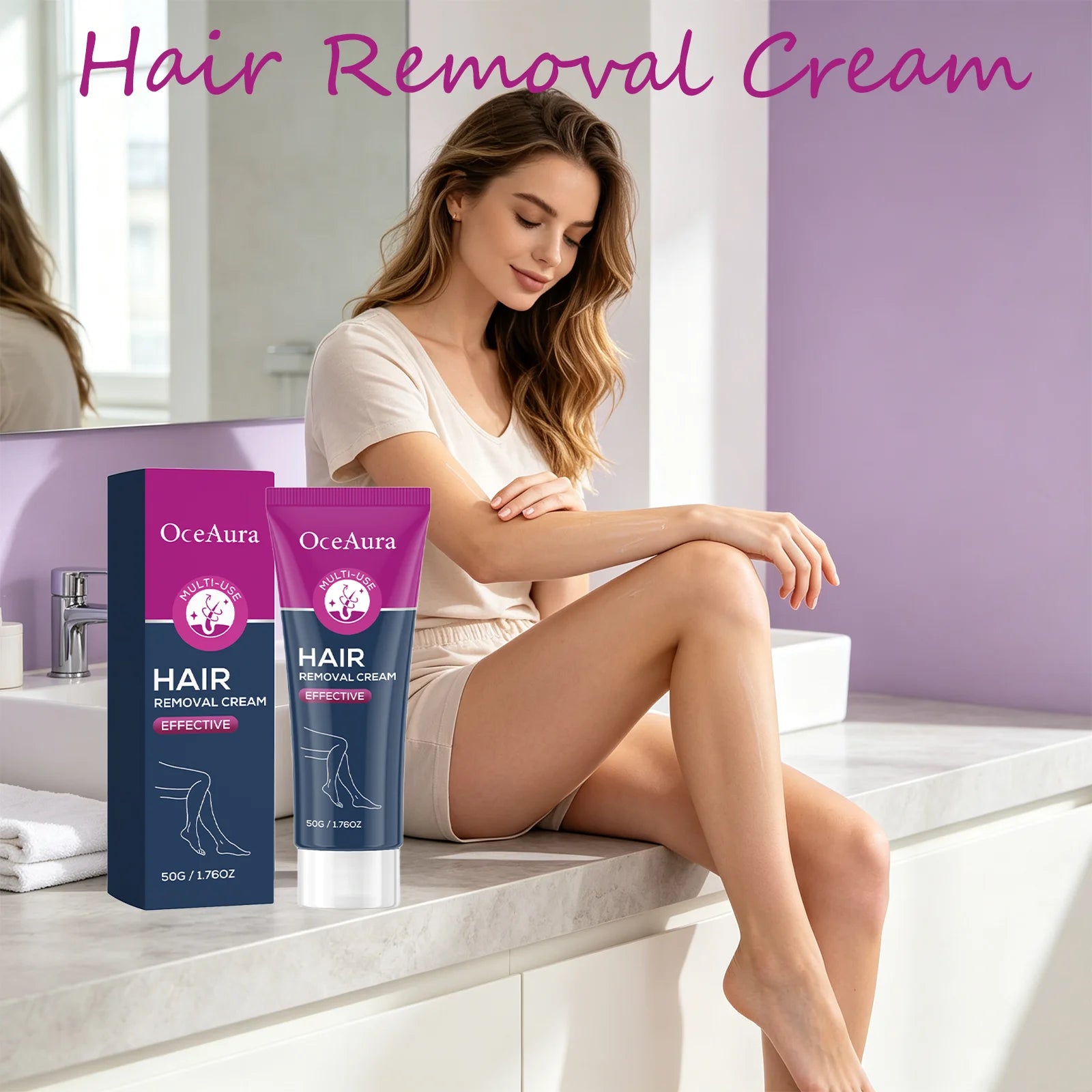 OceAura Effective Hair Removal Cream Gentle Low-Irritation Quick Cleasing Dalicate Touch Hydration Smooth Body Depilatory Cream Qme