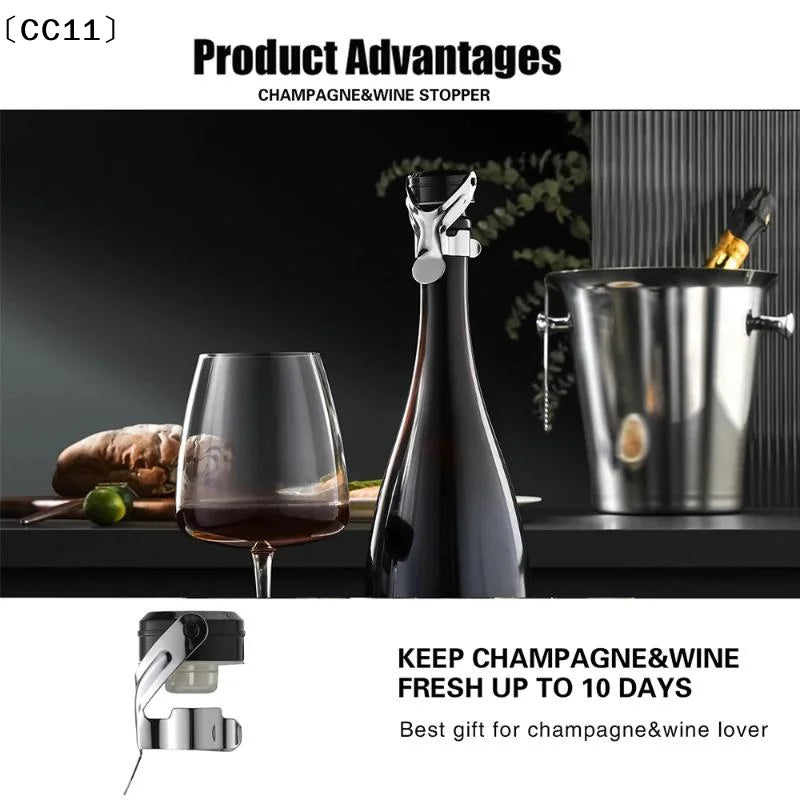 Wine Bottle Stoppers Stainless Steel Press Mode Champagne Stopper Bar Qme