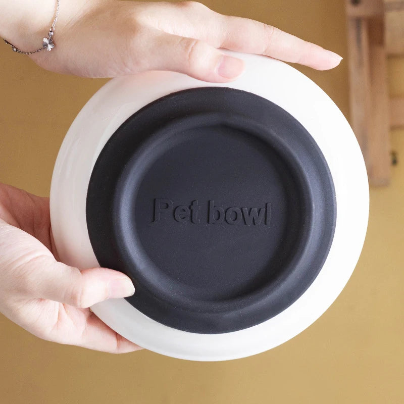 Ceramic Cat Plates With Silicone Anti Slip Pad Pet Cat Snack Bowl Cute Kitten Food Bowl Pet Kitten Water Bowl Pet Supplies Qme