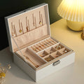 Double-Layer Jewelry Storage Box With Lock For Earrings, Necklaces And Other Accessories, Organizing Box Qme white M