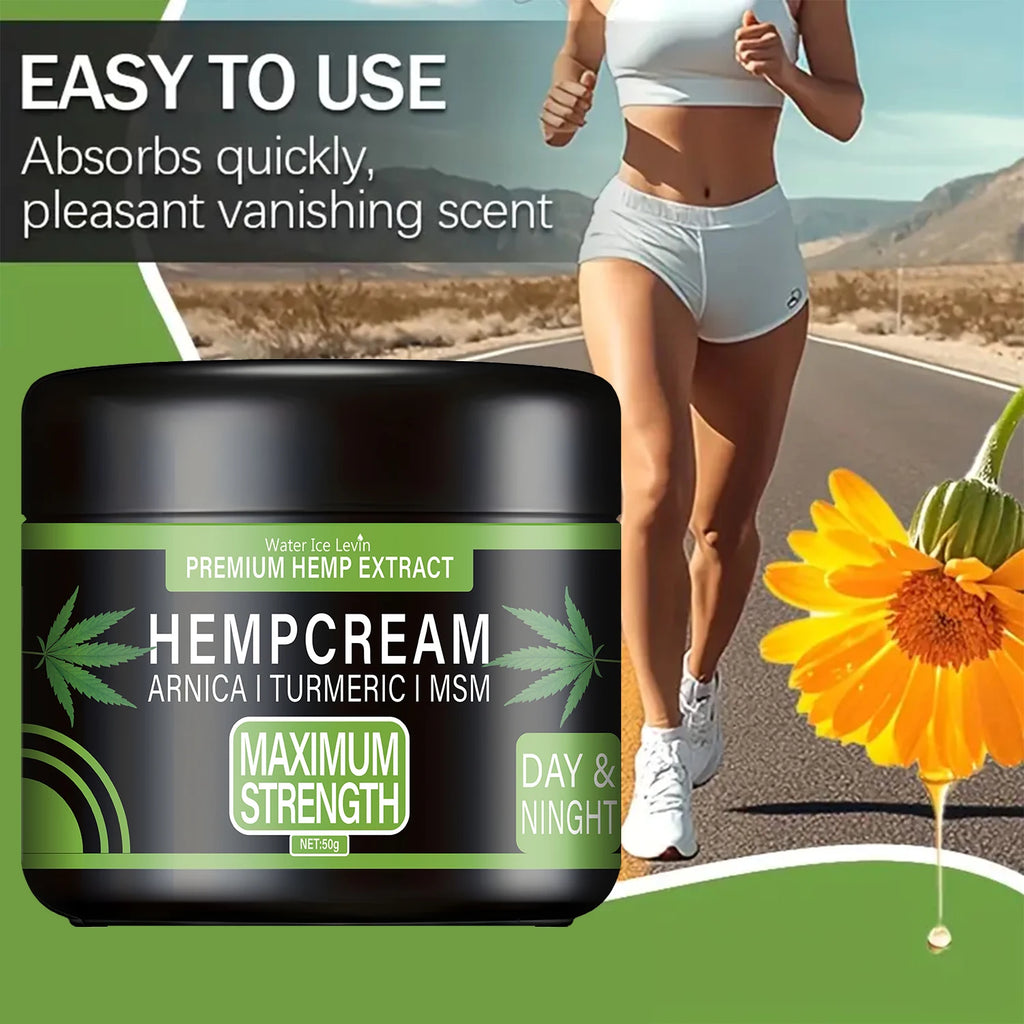 Premium Hemp Extract Cream with Arnica, Turmeric & MSM for Soothing Skin Relief, Nourishing & Moisturizing. Qme