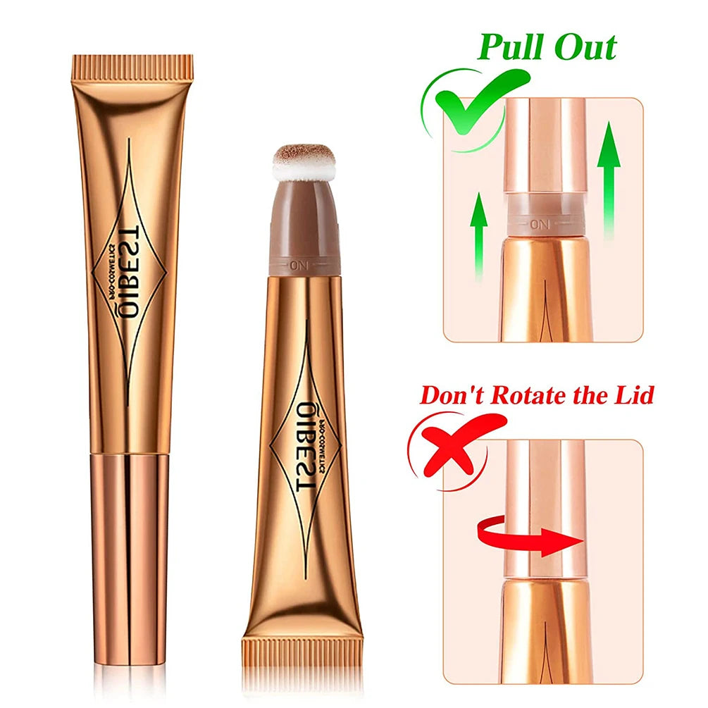 QIBEST Liquid Contour With Cushion Applicator Highlight Shimmer Natural Soft Moisturizing Cream Liquid Blush For Cheek Cosmetics Qme