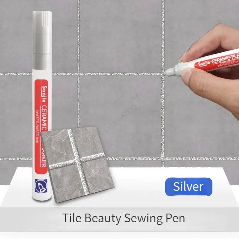 Waterproof Tile Marker Grout Pen Wall Seam for Floor Bathroom Kitchen Toilet Wall Seam Repair Black White Gold Silver Beige Qme Silver