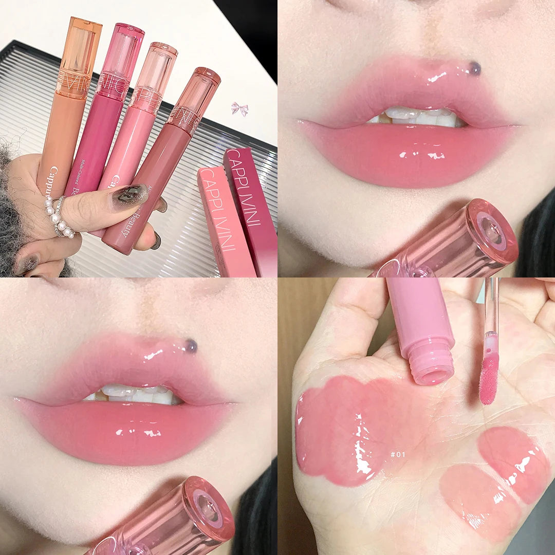 Crystal Jelly Lip Gloss Moisturizing Water-light Clear Lip Oil Waterproof Long Lasting Nude Glossy Grape Red Lip Tint Makeup Qme 01
