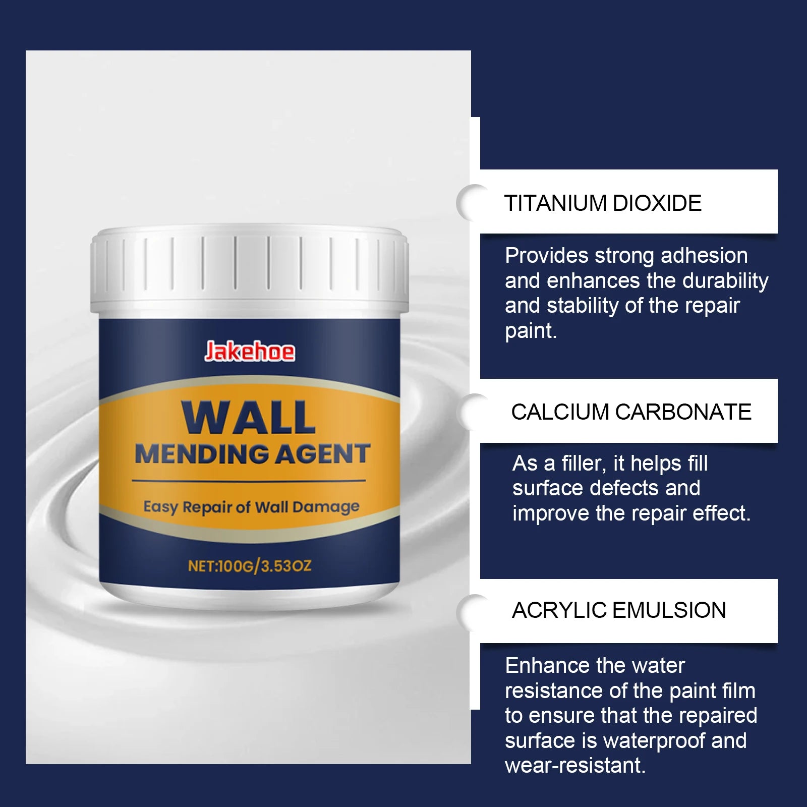 Household Wall Repair Paste Kit - Cracking Hole Peeling Nail Hole Wall Paint Solution for Home Wall Maintenance Qme