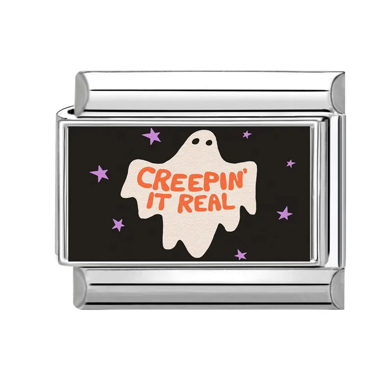 New 2025 Halloween Skull Hands Pumpkin Cats Ghost Italian Charms Links Beads Fit 9mm Stainless Steel Modular Bracelet Jewelry Qme Style 15