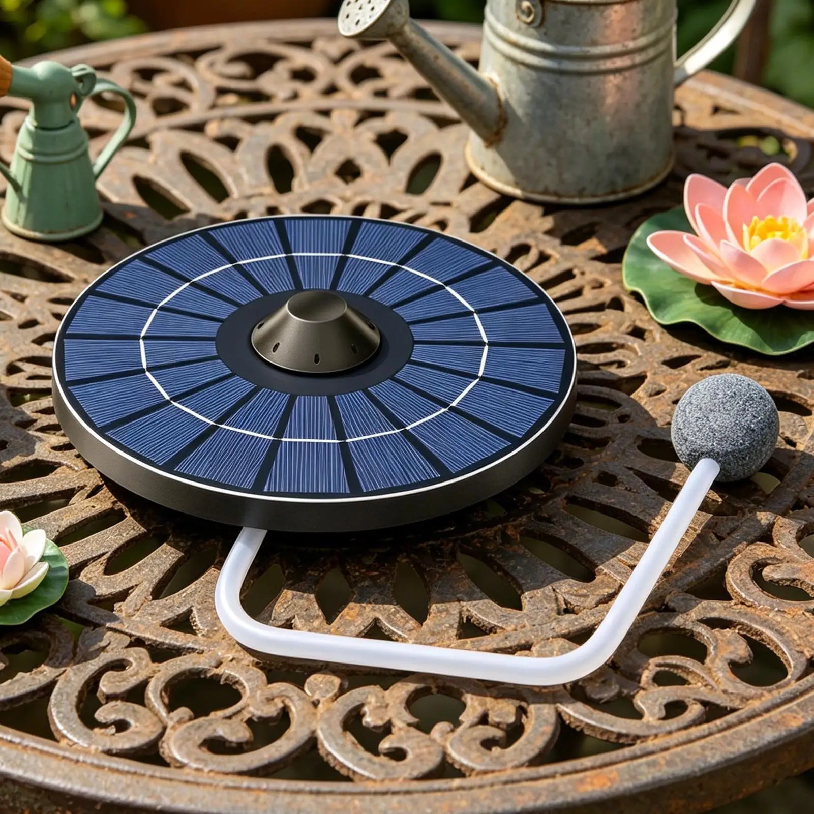 Solar Pond Aerator 2.5W Portable Air Pump with 1.5M Air Hose Floating Pond Aerator Kit for Outdoor Aquariums Fish Tank Backyard Qme
