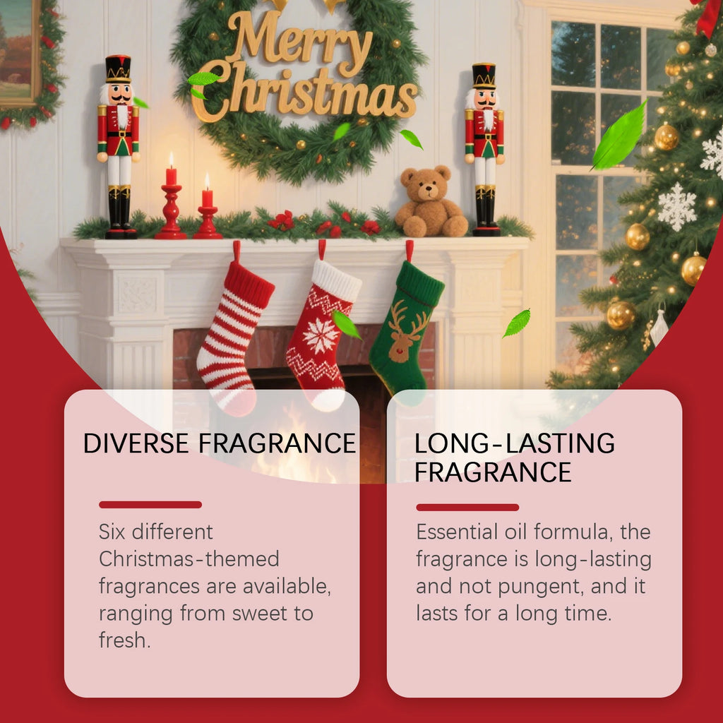 Christmas Aromatherapy Essential Oil Set Long Lasting Fragrance 6 Holiday Scents Festive Scents & Relaxing Atmosphere 6x10ml Qme