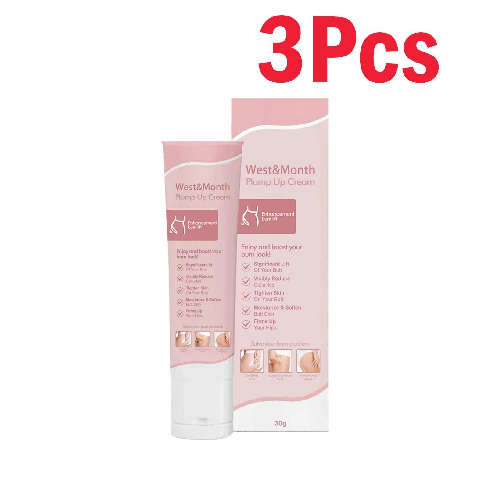 Butt Enhancement Cream Lifting & Plumping Butt Enhancer Big Ass Prevent Fuller Sagging Nourishing Lift Hip Plump up Cream Qme 3 x 30g Boxed