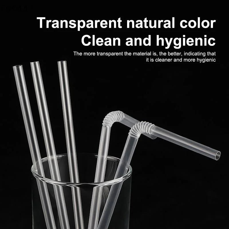 100 300 Disposable Drinking Straw Transparent Plastic Milk Smoothie Qme