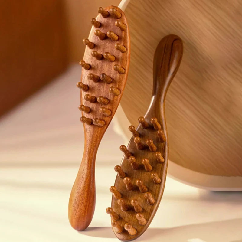 Head Scalp Meridian Comb Natural Sandalwood Long Handle Body Qme