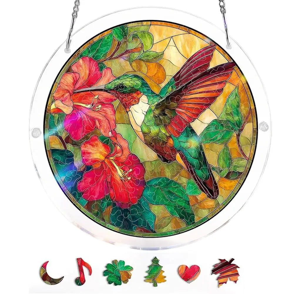 Window Hanging Suncatcher Acrylic Puzzle Round Garland Decoration Qme A